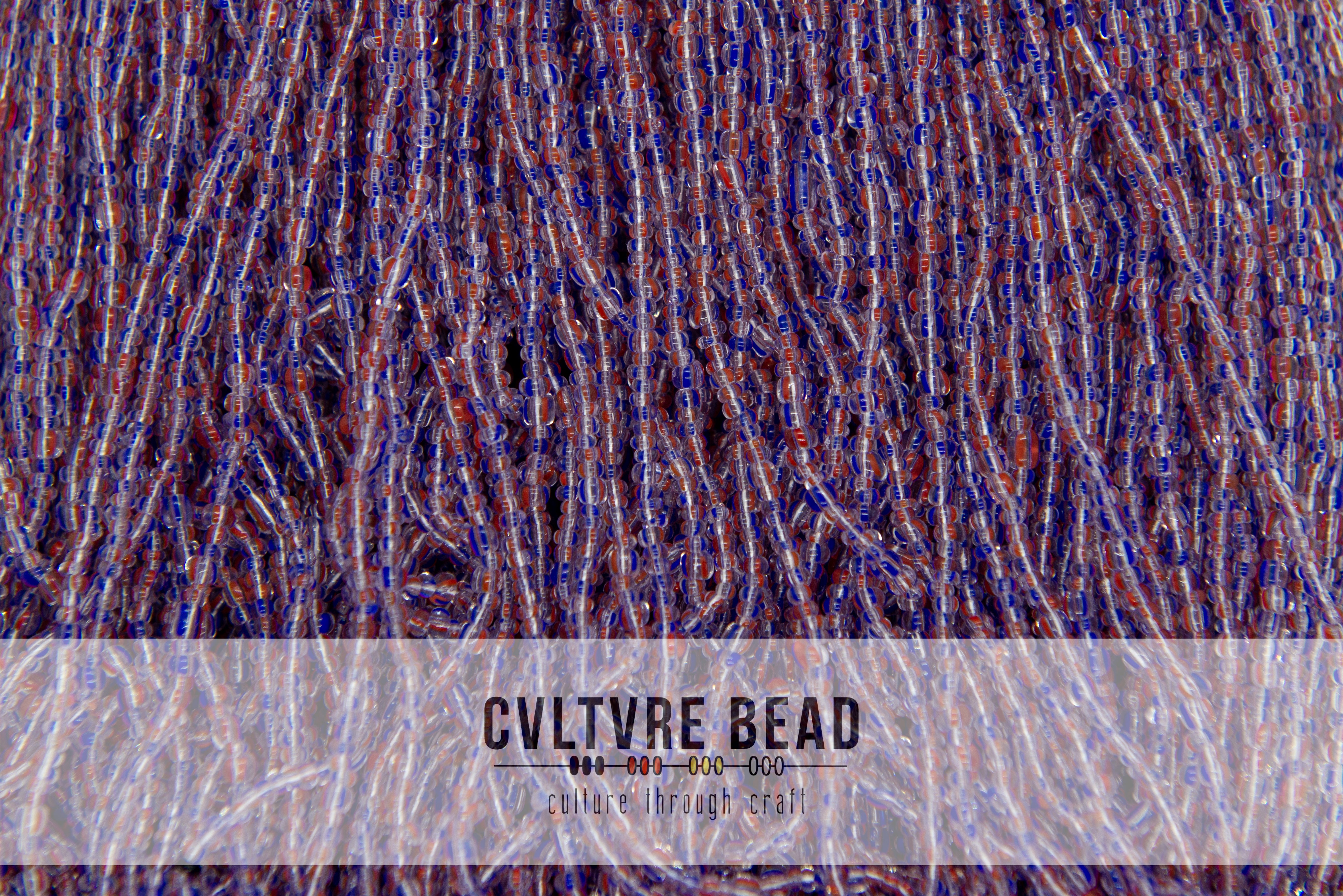 Czech Seed Bead 10/0 Blue and Red Striped Crystal 22g vial